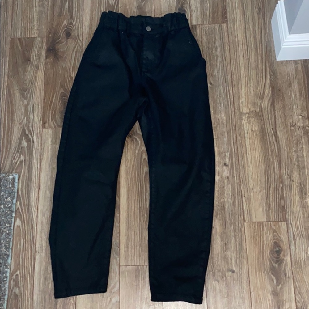 Zara black paper bag jeans